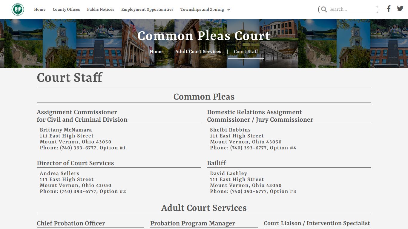 Common Pleas – Court Staff – Knox County, Ohio