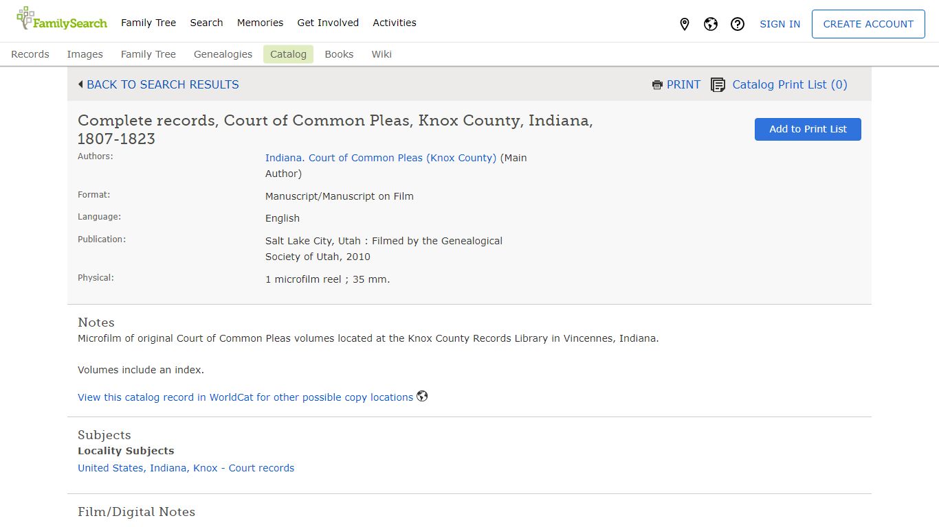 Complete records, Court of Common Pleas, Knox County, Indiana, 1807-1823